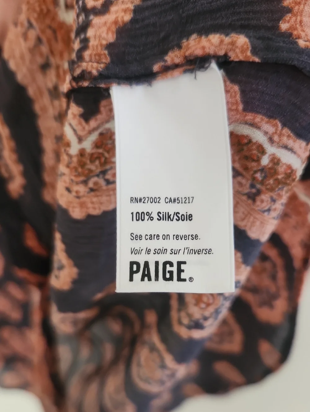 Paige Caraway Periscope & Dhalia 100% Silk Print Blouse Medium - Picture 6 of 9